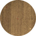 Round Abstract Brown Contemporary Rug, con658brn