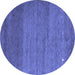 Round Abstract Blue Contemporary Rug, con658blu