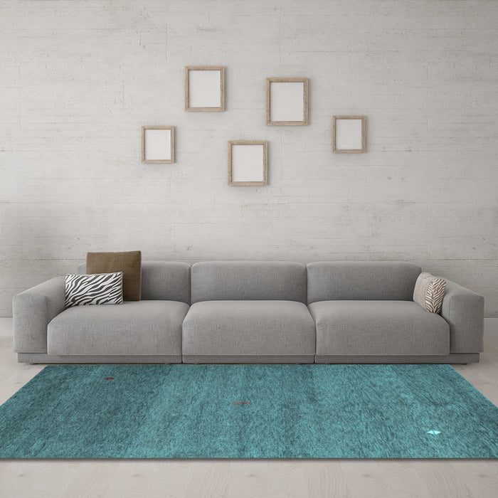 Machine Washable Abstract Light Blue Contemporary Rug in a Living Room, wshcon658lblu