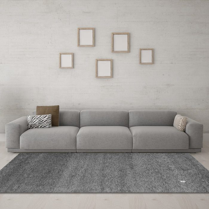 Machine Washable Abstract Gray Contemporary Rug in a Living Room,, wshcon658gry