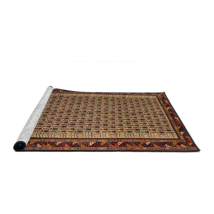 Serging Thickness of Machine Washable Contemporary Peru Brown Rug, wshcon659