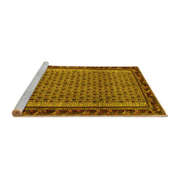Sideview of Machine Washable Abstract Yellow Contemporary Rug, wshcon659yw