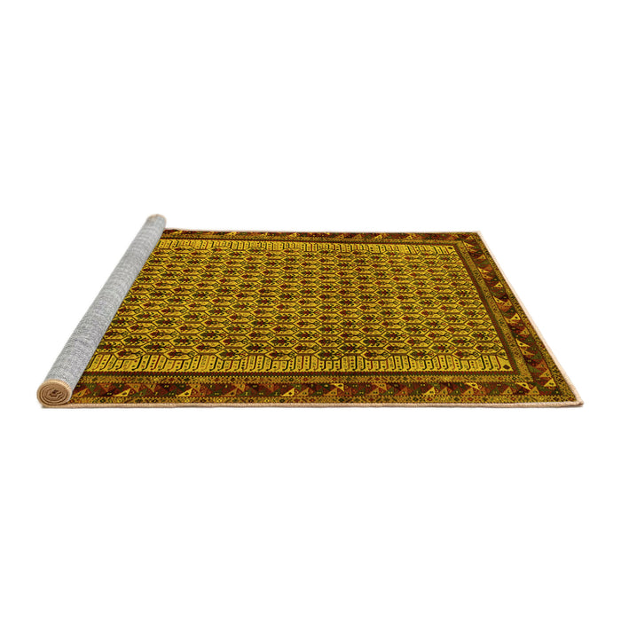 Sideview of Machine Washable Abstract Yellow Contemporary Rug, wshcon659yw