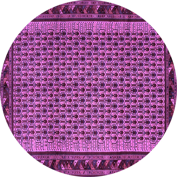 Round Abstract Purple Contemporary Rug, con659pur