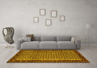 Machine Washable Abstract Yellow Contemporary Rug, wshcon659yw