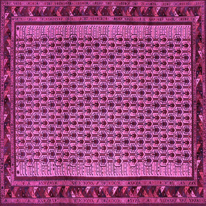 Square Machine Washable Abstract Pink Contemporary Rug, wshcon659pnk