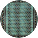 Round Abstract Light Blue Contemporary Rug, con659lblu