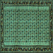 Square Machine Washable Abstract Turquoise Contemporary Area Rugs, wshcon659turq