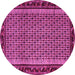 Round Machine Washable Abstract Pink Contemporary Rug, wshcon659pnk