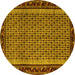 Round Abstract Yellow Contemporary Rug, con659yw