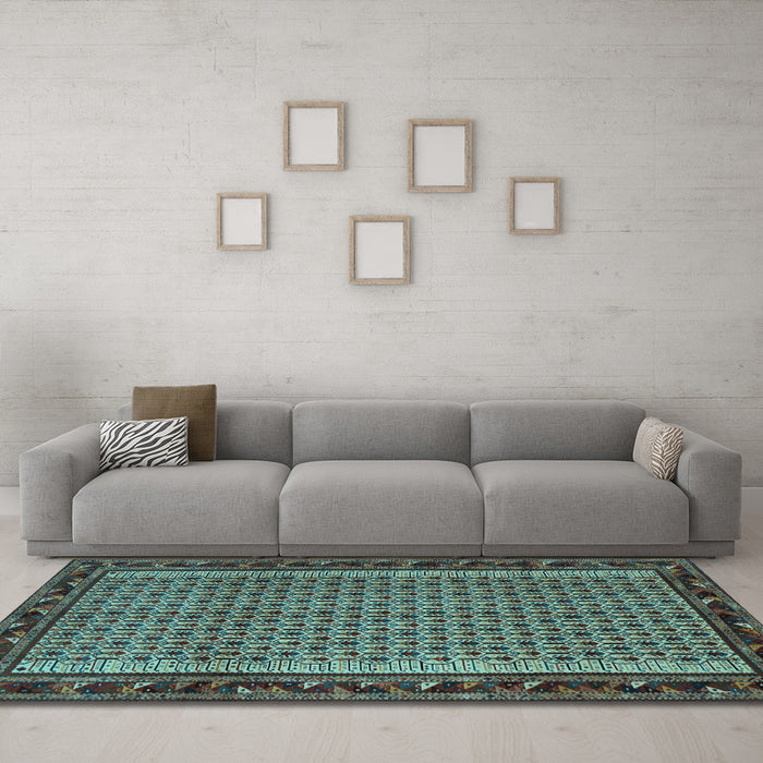 Machine Washable Abstract Light Blue Contemporary Rug in a Living Room, wshcon659lblu