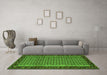 Machine Washable Abstract Green Contemporary Area Rugs in a Living Room,, wshcon659grn