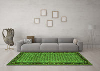 Machine Washable Abstract Green Contemporary Rug, wshcon659grn