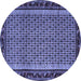 Round Abstract Blue Contemporary Rug, con659blu