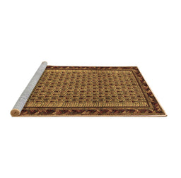Sideview of Machine Washable Abstract Brown Contemporary Rug, wshcon659brn