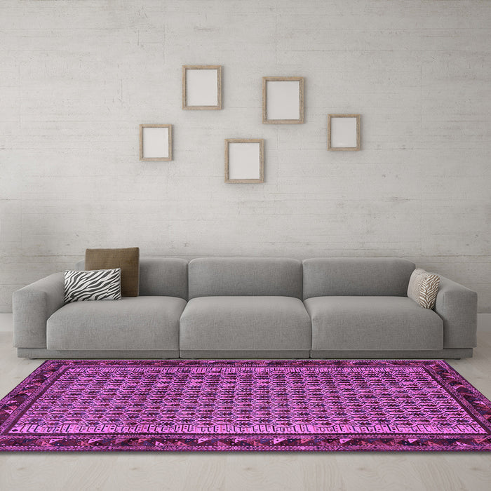 Machine Washable Abstract Purple Contemporary Area Rugs in a Living Room, wshcon659pur