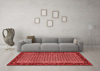Machine Washable Abstract Red Contemporary Rug, wshcon659red