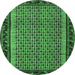 Round Abstract Emerald Green Contemporary Rug, con659emgrn