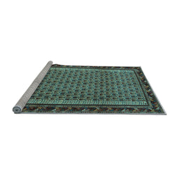 Sideview of Machine Washable Abstract Light Blue Contemporary Rug, wshcon659lblu