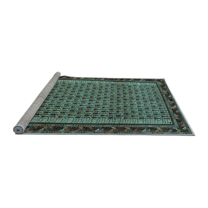 Sideview of Machine Washable Abstract Light Blue Contemporary Rug, wshcon659lblu