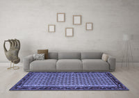 Machine Washable Abstract Blue Contemporary Rug, wshcon659blu