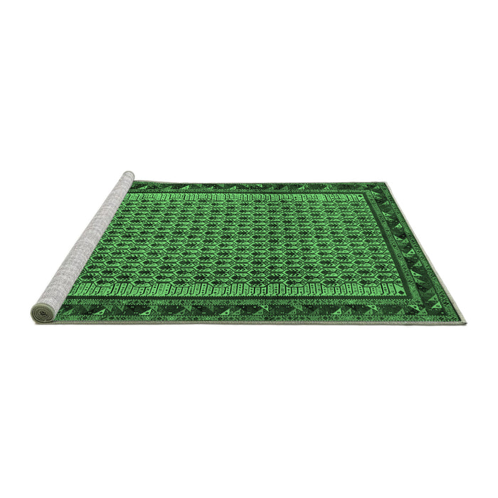 Sideview of Machine Washable Abstract Emerald Green Contemporary Area Rugs, wshcon659emgrn