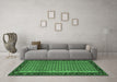 Machine Washable Abstract Emerald Green Contemporary Area Rugs in a Living Room,, wshcon659emgrn