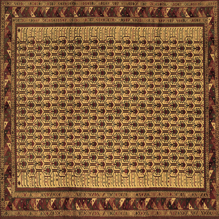 Square Abstract Brown Contemporary Rug, con659brn