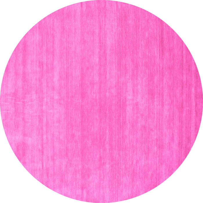 Round Machine Washable Solid Pink Modern Rug, wshcon65pnk