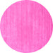 Round Machine Washable Solid Pink Modern Rug, wshcon65pnk