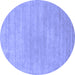 Round Machine Washable Solid Blue Modern Rug, wshcon65blu