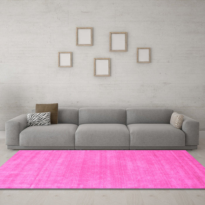Machine Washable Solid Pink Modern Rug in a Living Room, wshcon65pnk