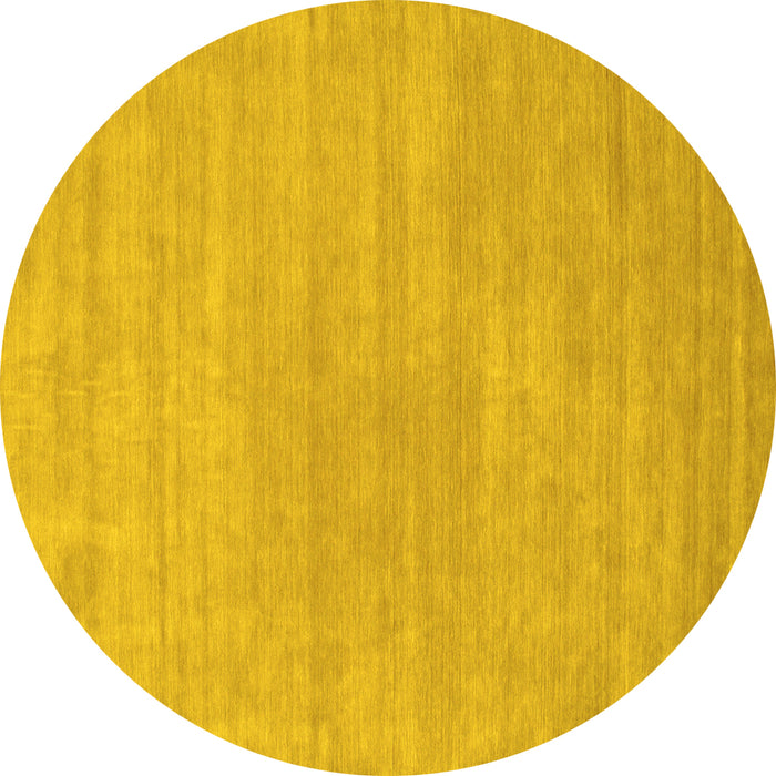 Round Solid Yellow Modern Rug, con65yw