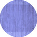 Round Abstract Blue Contemporary Rug, con660blu