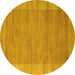 Round Abstract Yellow Contemporary Rug, con660yw