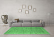 Machine Washable Abstract Emerald Green Contemporary Area Rugs in a Living Room,, wshcon660emgrn