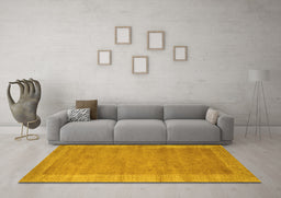 Machine Washable Abstract Yellow Contemporary Rug in a Living Room, wshcon660yw