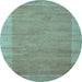 Round Abstract Light Blue Contemporary Rug, con660lblu