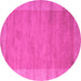 Round Machine Washable Abstract Pink Contemporary Rug, wshcon660pnk