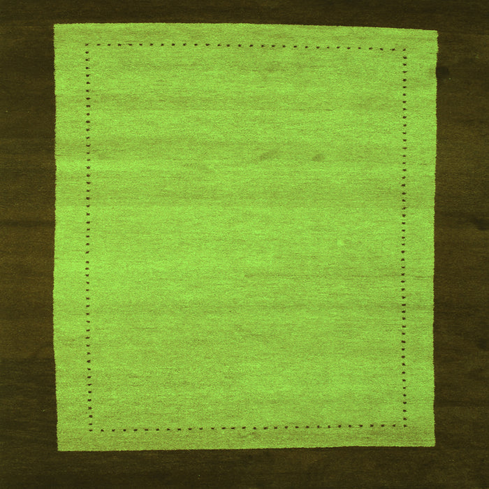 Serging Thickness of Abstract Green Contemporary Rug, con661grn