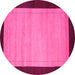 Round Machine Washable Abstract Pink Contemporary Rug, wshcon661pnk