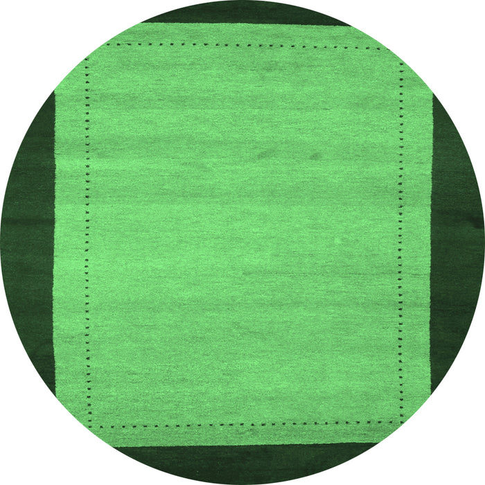 Round Abstract Emerald Green Contemporary Rug, con661emgrn