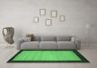 Machine Washable Abstract Emerald Green Contemporary Area Rugs in a Living Room,, wshcon661emgrn