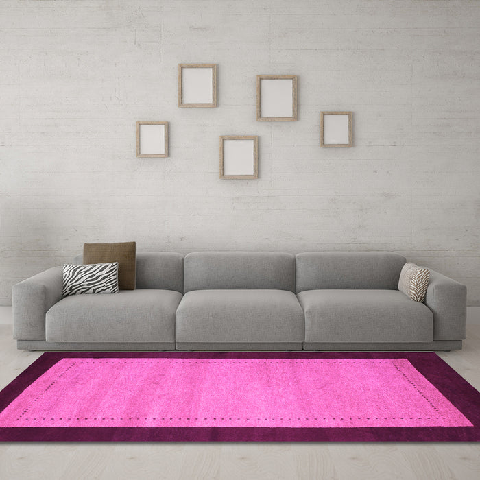 Machine Washable Abstract Purple Contemporary Area Rugs in a Living Room, wshcon661pur