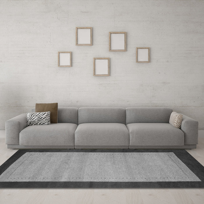 Machine Washable Abstract Gray Contemporary Rug in a Living Room,, wshcon661gry