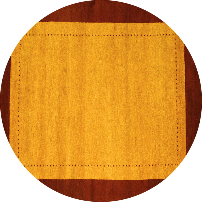 Round Abstract Yellow Contemporary Rug, con661yw