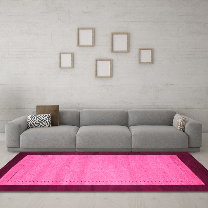 Machine Washable Abstract Pink Contemporary Rug in a Living Room, wshcon661pnk