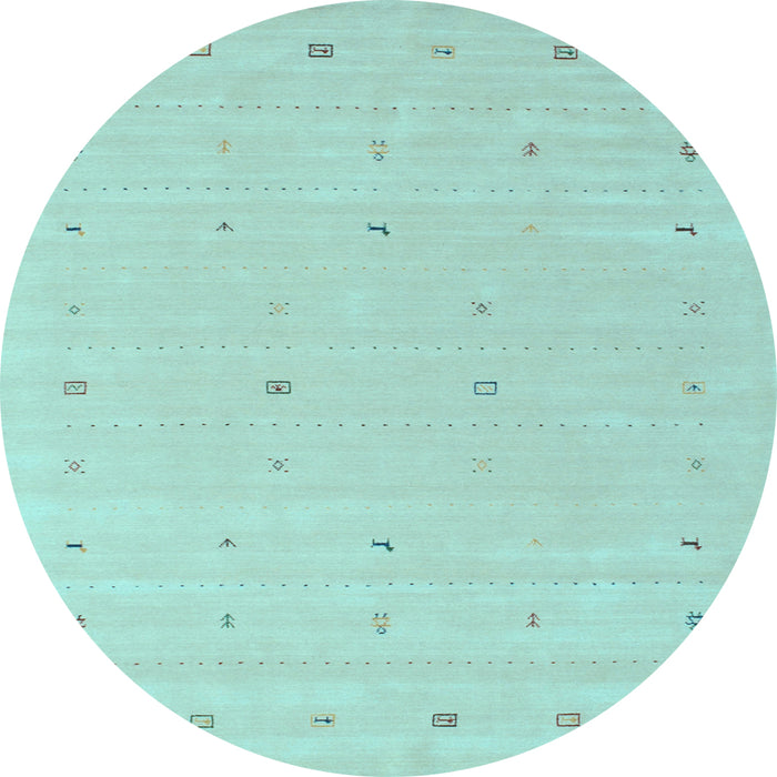 Round Machine Washable Solid Light Blue Modern Rug, wshcon662lblu