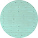 Round Machine Washable Solid Light Blue Modern Rug, wshcon662lblu