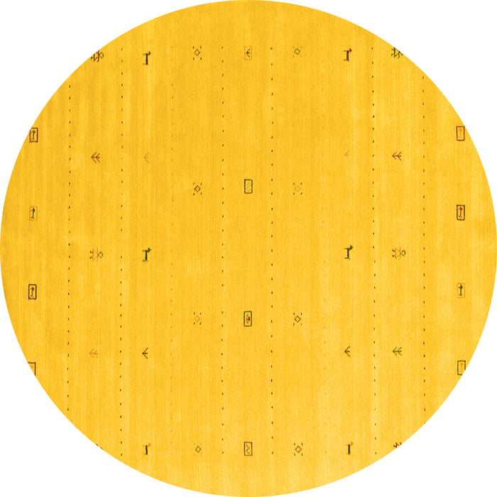 Round Machine Washable Solid Yellow Modern Rug, wshcon662yw